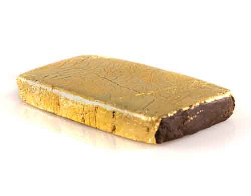 Afghan Gold Eine Tablette von CBD Hash mit Goldblatt